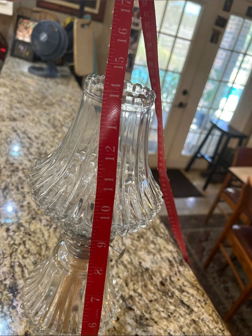 Clear Glass Vintage-Diamond Cut Style Table Oil Lamp -